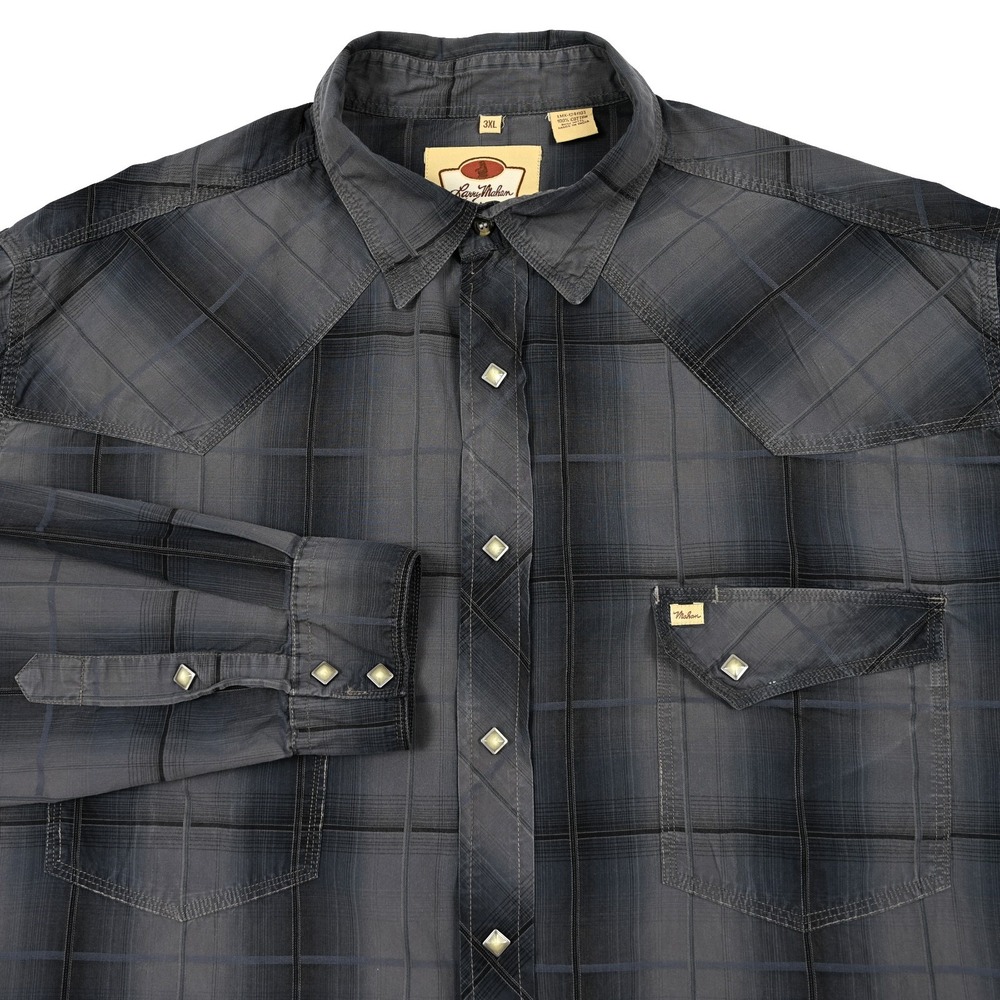 Larry Mahan Cowboy Collection Shirt Western Diamond Pearl Snaps Mens 3XL Plaid
